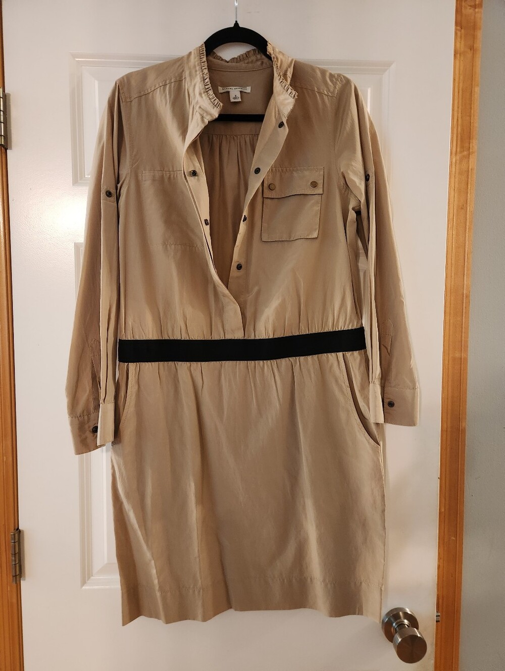 Banana Republic Tan Button-Front Jacket with Black Hanger Accent